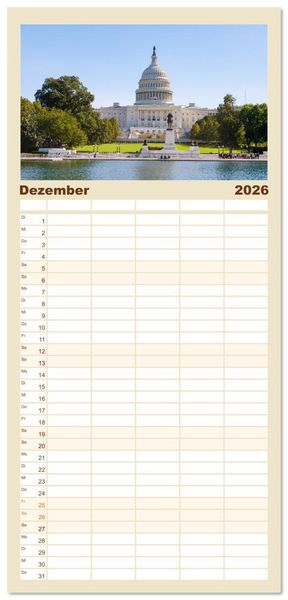 Produktbild: Familienplaner 2026 - Washington, D.C., Hauptstadtzauber der USA mit 5 Spalten (Wandkalender, 21 x 45 cm) CALVENDO
