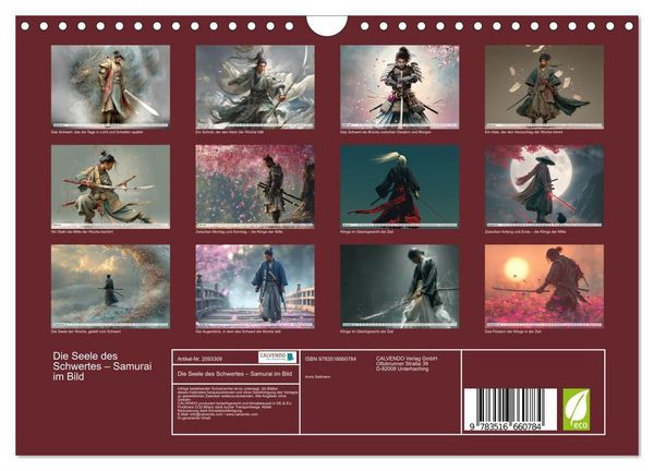 Produktbild: Die Seele des Schwertes &ndash; Samurai im Bild (Wandkalender 2026 DIN A4 quer), CALVENDO Monatskalender
