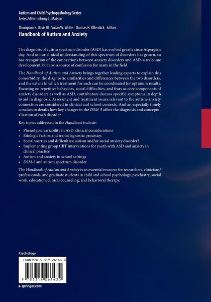 Produktbild: Handbook of Autism and Anxiety