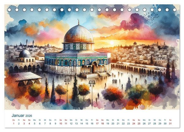 Produktbild: Sehensw&uuml;rdigkeiten in Aquarell (Tischkalender 2026 DIN A5 quer), CALVENDO Monatskalender