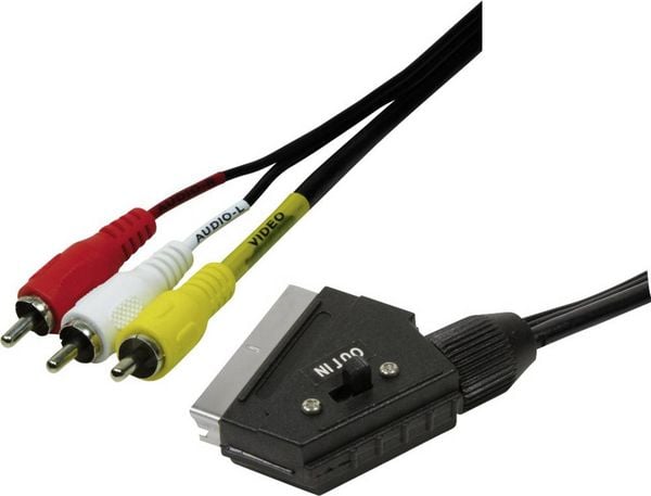 LogiLink SCART / Cinch TV, Receiver Anschlusskabel [1x SCART-Stecker - 3x Cinch-Stecker] Schwarz