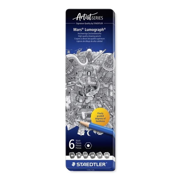 Produktbild: STAEDTLER Bleistifte Mars Lumograph Bleistifte, 6er Set, 6 H&auml;rtegrade