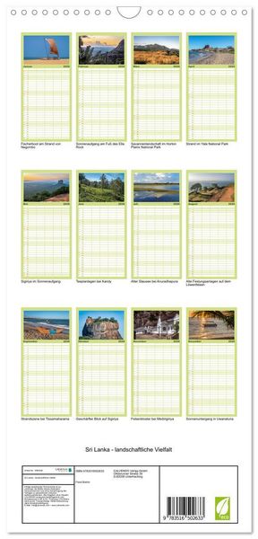 Produktbild: Familienplaner 2026 - Sri Lanka - landschaftliche Vielfalt mit 5 Spalten (Wandkalender, 21 x 45 cm) CALVENDO