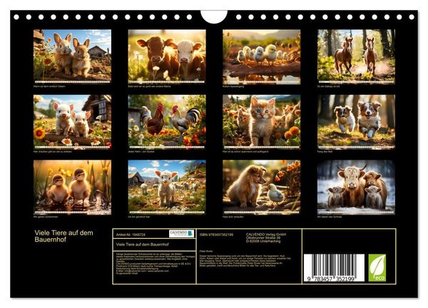 Produktbild: Viele Tiere auf dem Bauernhof (Wandkalender 2026 DIN A4 quer), CALVENDO Monatskalender