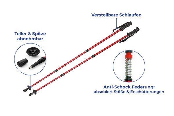 Produktbild: Trekking-St&ouml;cke Teleskop, Wanderstock mit Anti-Schock-System