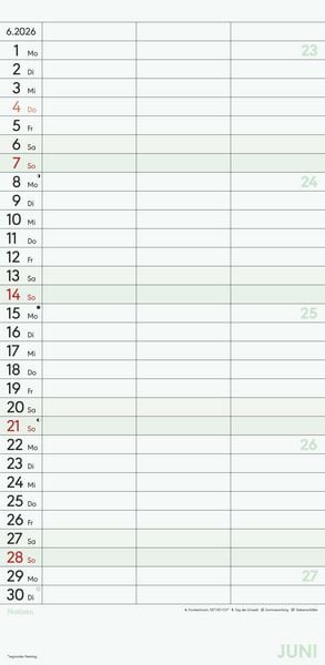 Planer für zwei 2026 mit 3 Spalten - Familien-Timer 22x45 cm - Offset-Papier - mit Ferienterminen - Wand-Planer - Familienkalender - Alpha Edition