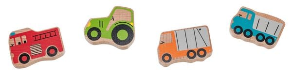 Produktbild: Spiel mit den Fahrzeugen: Mein buntes Holzpuzzle-Buch