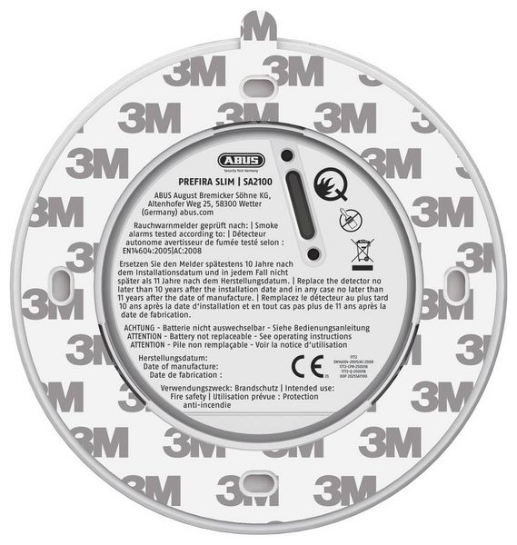 Produktbild: ABUS PREFIRA Slim Plus Rauchwarnmelder (&Oslash; x H) 110mm x 28.5mm