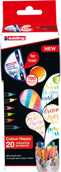 Produktbild: edding 1340 Pinselstifte Brushpen Colour Happy Set, 20er Set