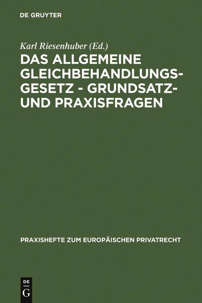 Produktbild: Das Allgemeine Gleichbehandlungsgesetz - Grundsatz- und Praxisfragen