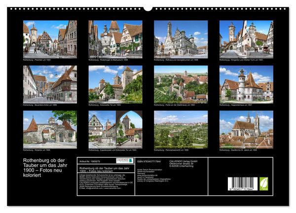Produktbild: Rothenburg ob der Tauber um das Jahr 1900 &ndash; Fotos neu koloriert (hochwertiger Premium Wandkalender 2026 DIN A2 quer), Kunstdruck in Hochglanz