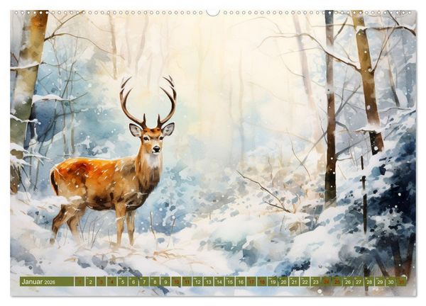 Produktbild: Zw&ouml;lf Monate im Wald (hochwertiger Premium Wandkalender 2026 DIN A2 quer), Kunstdruck in Hochglanz