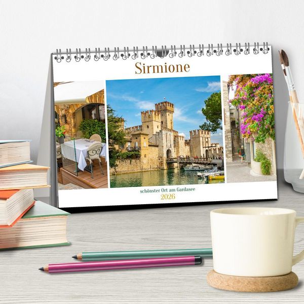 Produktbild: Sirmione - sch&ouml;nster Ort am Gardasee (Tischkalender 2026 DIN A5 quer), CALVENDO Monatskalender