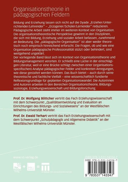 Produktbild: Organisationstheorie in p&auml;dagogischen Feldern