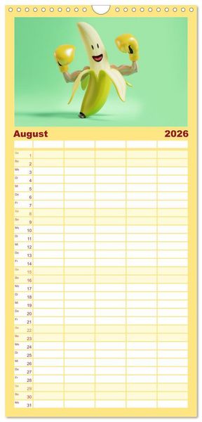 Produktbild: Familienplaner 2026 - Esse ich nicht! Der freche Kinderkalender mit Obst & Gem&uuml;se mit 5 Spalten (Wandkalender, 21 x 45 cm) CALVENDO