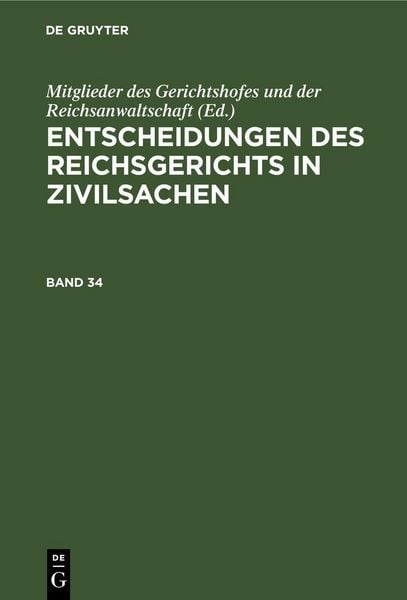 Produktbild: Entscheidungen des Reichsgerichts in Zivilsachen. Band 34