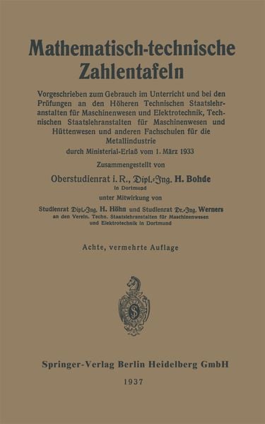 Produktbild: Mathematisch-technische Zahlentafeln