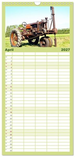 Produktbild: Familienplaner 2027 - Rostige alte Traktoren mit 5 Spalten (Wandkalender, 21 x 45 cm) CALVENDO