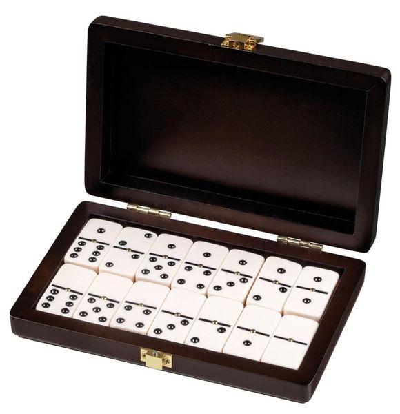 Produktbild: Domino, Doppel 6, in Box aus Walnussoptik