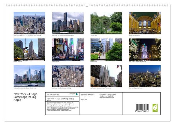 Produktbild: New York - 4 Tage unterwegs im Big Apple (hochwertiger Premium Wandkalender 2026 DIN A2 quer), Kunstdruck in Hochglanz