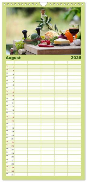 Produktbild: Familienplaner 2026 - Nat&uuml;rlich Vegan - frische gesunde K&ouml;stlichkeiten mit 5 Spalten (Wandkalender, 21 x 45 cm) CALVENDO