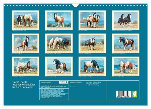 Produktbild: Starke Pferde. Imposante Kaltbl&uuml;ter auf dem Farmland (Wandkalender 2027 DIN A3 quer), CALVENDO Monatskalender