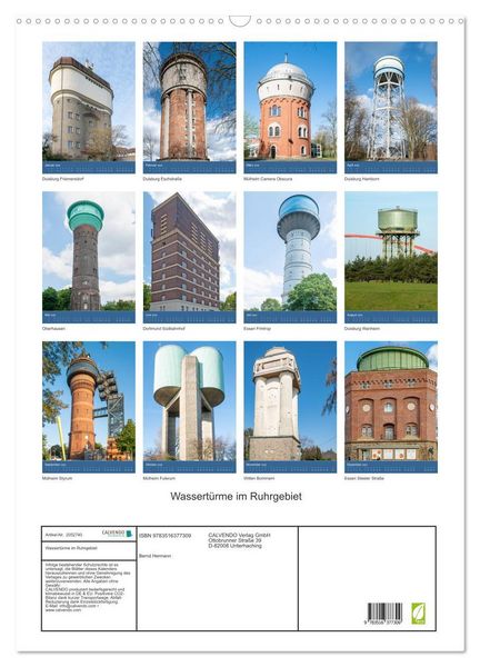 Produktbild: Wassert&uuml;rme im Ruhrgebiet (Wandkalender 2026 DIN A2 hoch), CALVENDO Monatskalender