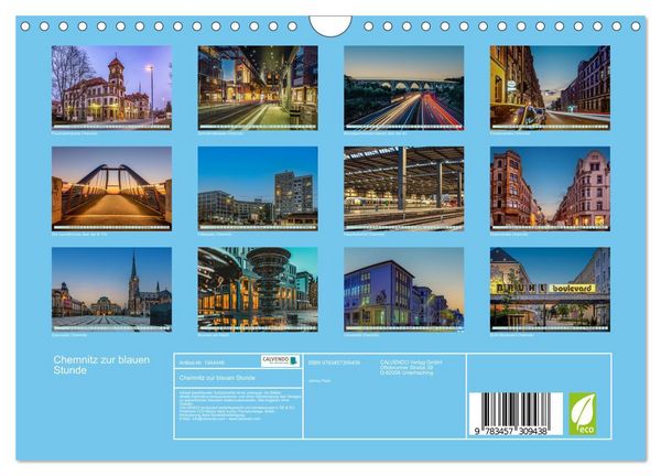 Produktbild: Chemnitz zur blauen Stunde (Wandkalender 2026 DIN A4 quer), CALVENDO Monatskalender