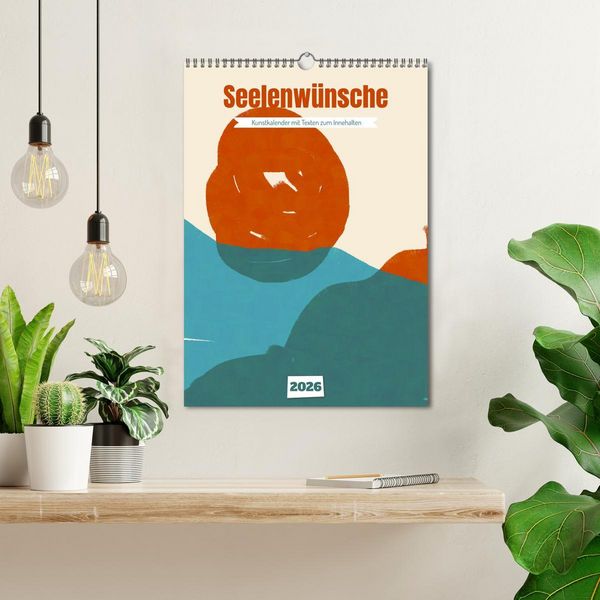 Produktbild: Seelenw&uuml;nsche - Kunstkalender mit Texten zum Innehalten (Wandkalender 2026 DIN A3 hoch), CALVENDO Monatskalender