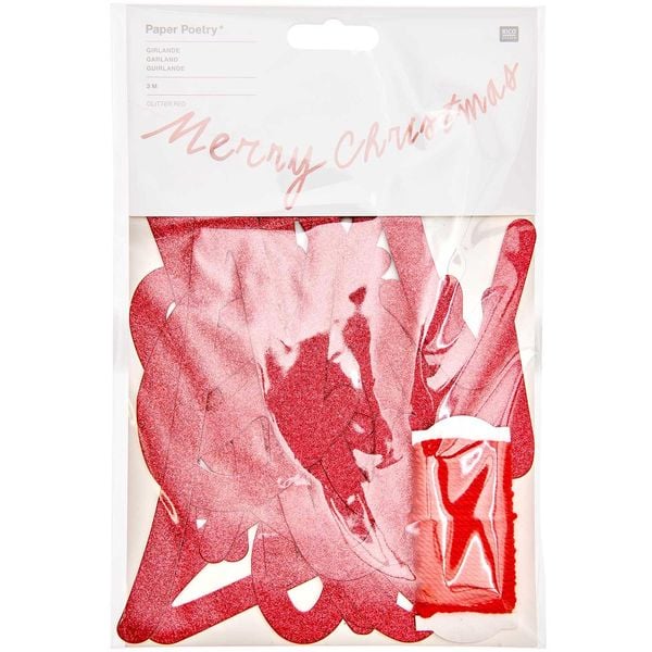 Produktbild: Girlande Merry Christmas, Glitter, Rot MIX, L&auml;nge 3m