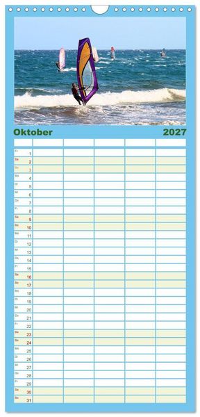 Produktbild: Familienplaner 2027 - Funsport Windsurfen mit 5 Spalten (Wandkalender, 21 x 45 cm) CALVENDO