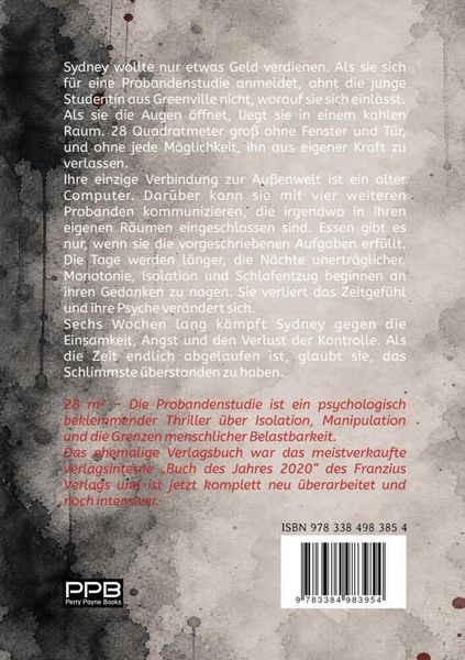 Produktbild: 28m&sup2; - Die Probandenstudie / Psychothriller / Verlagsbestseller