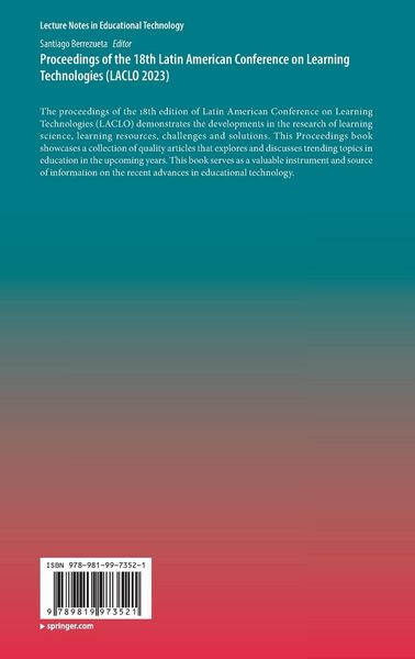 Produktbild: Proceedings of the 18th Latin American Conference on Learning Technologies (LACLO 2023)