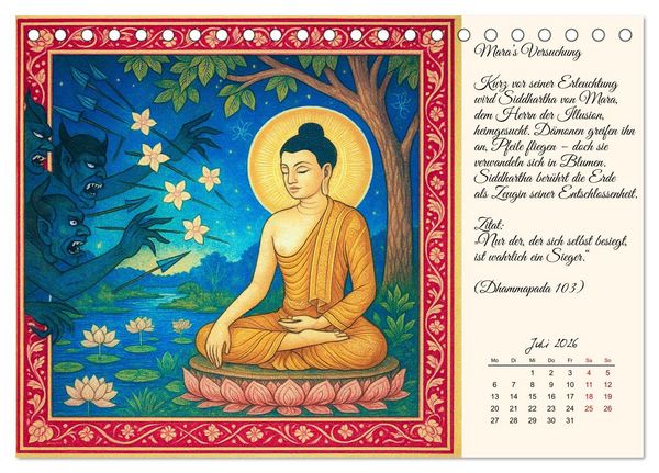 Produktbild: Siddhartas Pfad zum Buddha (Tischkalender 2026 DIN A5 quer), CALVENDO Monatskalender