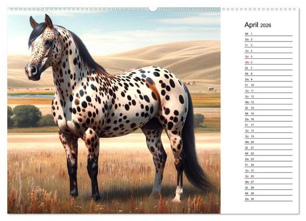 Produktbild: Pferde - die Sch&ouml;nheit edler Pferderassen (hochwertiger Premium Wandkalender 2026 DIN A2 quer), Kunstdruck in Hochglanz
