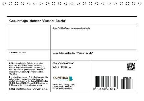 Produktbild: Geburtstagskalender "Wasser-Spiele" (Tischkalender immerw&auml;hrend DIN A5 quer)