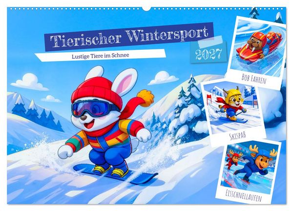 Produktbild: Tierischer Wintersport - Lustige Tiere im Schnee (Wandkalender 2027 DIN A2 quer), CALVENDO Monatskalender
