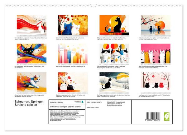 Produktbild: Schnurren, Springen, Streiche spielen (hochwertiger Premium Wandkalender 2026 DIN A2 quer), Kunstdruck in Hochglanz