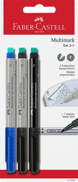 Produktbild: Faber-Castell Marker Multimark 2x non-permanent + 1x permanent BK