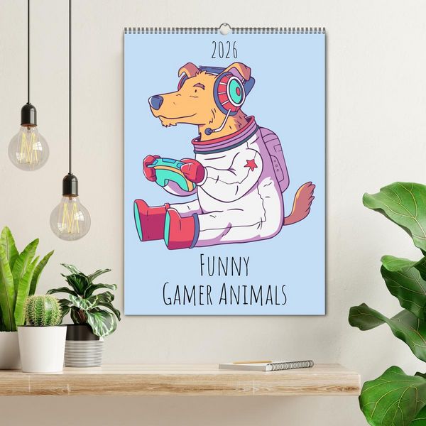 Produktbild: Funny Gamer Animals (Wall Calendar 2026 DIN A2 portrait), CALVENDO 12 Month Wall Calendar