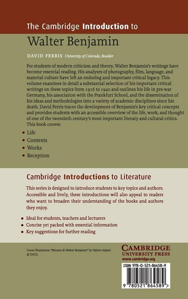 Produktbild: The Cambridge Introduction to Walter Benjamin