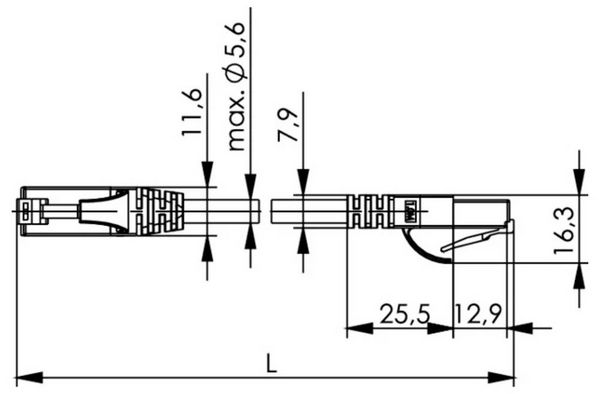 Produktbild: Teleg&auml;rtner 100008055 RJ45 Patchkabel CAT 6 0.5 m Gelb Flammwidrig, mit Knickschutzt&uuml;lle 1 St.