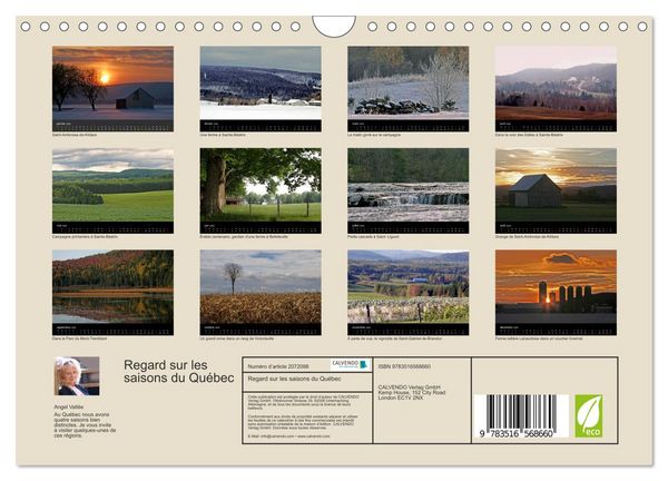 Produktbild: Regard sur les saisons du Qu&eacute;bec (Calendrier mural 2026 DIN A4 vertical), CALVENDO calendrier mensuel