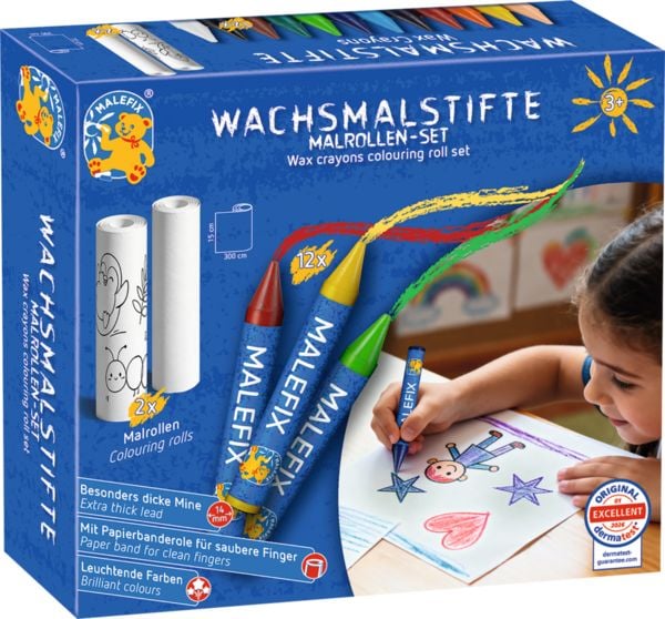 Produktbild: MALEFIX Wachsmalstifte Malset mit Papierrolle