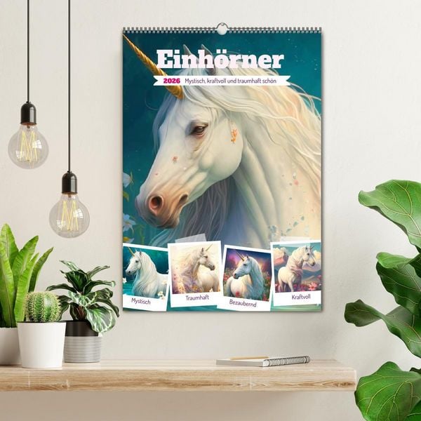 Produktbild: Einh&ouml;rner. Mystisch, kraftvoll und traumhaft sch&ouml;n (Wandkalender 2026 DIN A2 hoch), CALVENDO Monatskalender