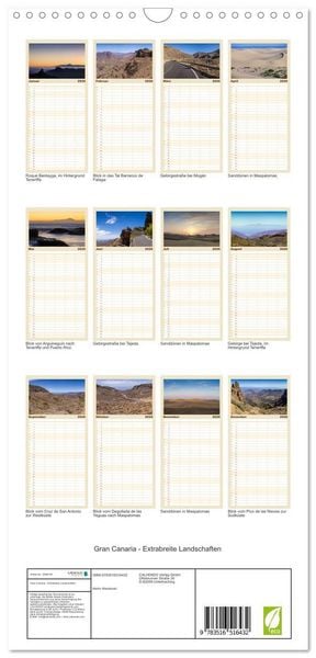 Produktbild: Familienplaner 2026 - Gran Canaria - Extrabreite Landschaften mit 5 Spalten (Wandkalender, 21 x 45 cm) CALVENDO