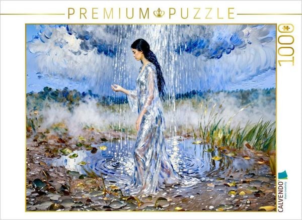CALVENDO Puzzle Nephele Göttin der Wolken in silberner Regenhülle über himmlischer Landschaft | 1000 Teile Lege-Größe 64 × 48 cm Foto-Puzzle für glückliche Stunden
