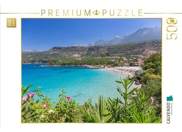 CALVENDO Puzzle Küstenromanze in Stoupa zu Füßen des Taigeto-Gebirges | 500 Teile Lege-Größe 48 × 36 cm Foto-Puzzle für Erwachsene