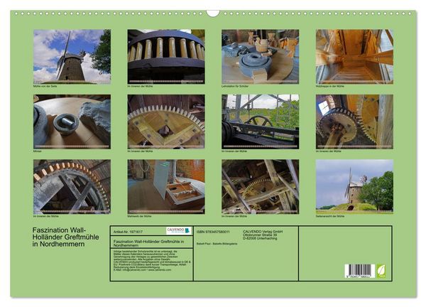 Produktbild: Faszination Wall-Holl&auml;nder Greftm&uuml;hle in Nordhemmern (Wandkalender 2026 DIN A2 quer), CALVENDO Monatskalender
