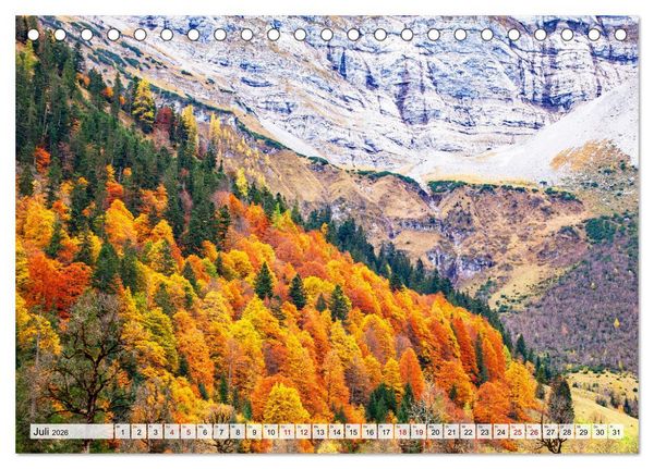 Produktbild: Herbstflammen im Karwendel- und Wettersteingebirge (Tischkalender 2026 DIN A5 quer), CALVENDO Monatskalender